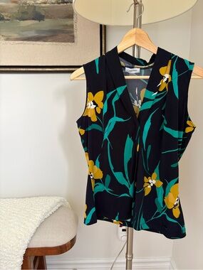 Calvin Klein Floral Sleeveless V-Neck Top